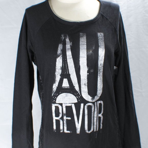 NWT Parisan Goth Black Sequin Graphic Long Sleeve Top Size XL JRS - Picture 4 of 6